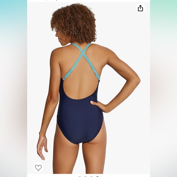 Speedo One Piece Adjustable Crossback Swimsuit in Porcelain - Picture 5 of 12